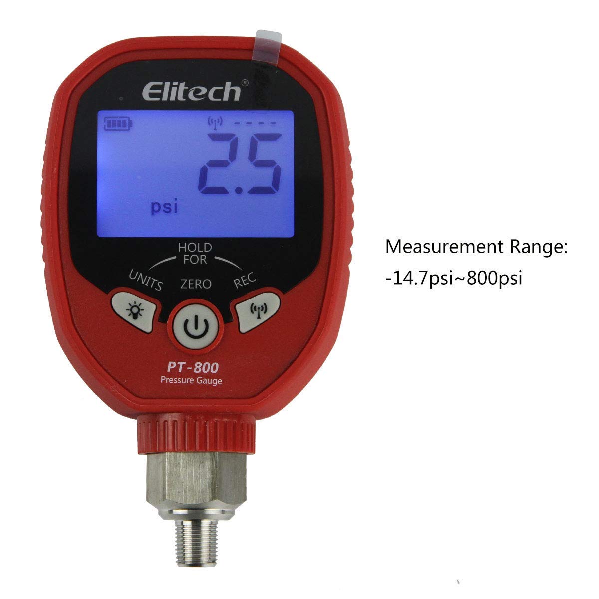Elitech PT-500/800Pro kit de manómetros digitales inalámbricos, manómetros HVAC de 2 válvulas con 2 pinzas de temperatura para sobrecalentamiento y subenfriamiento automáticos, registro de datos