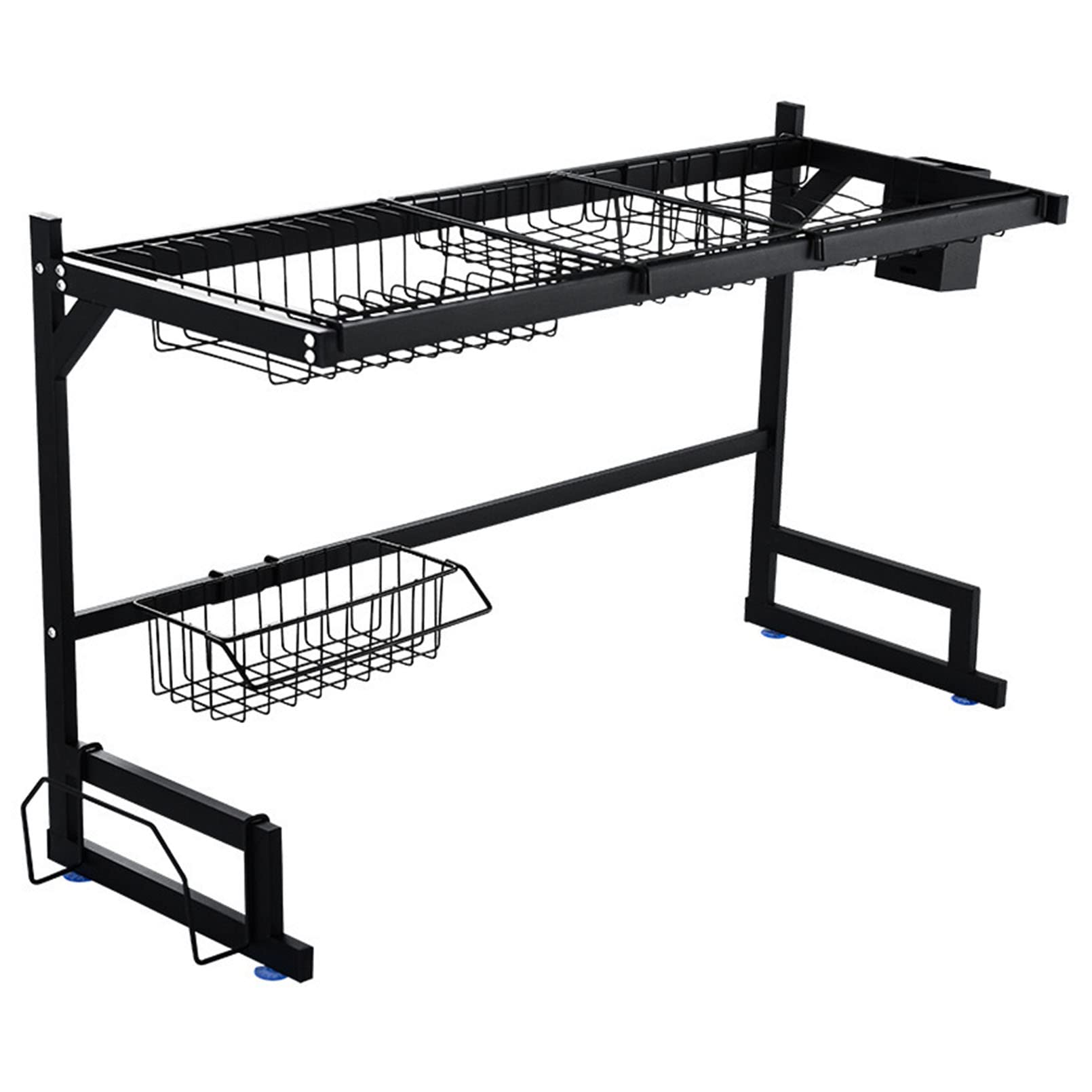 SaryEdge Over The Sink Dish Drying Rack, Adjustable Drying Rack Large Capacity, Space-Saving Dish Rack for Kitchen Counter, Multifunctional 2-Tier Dish Drying Rack, Stainless St,95cm