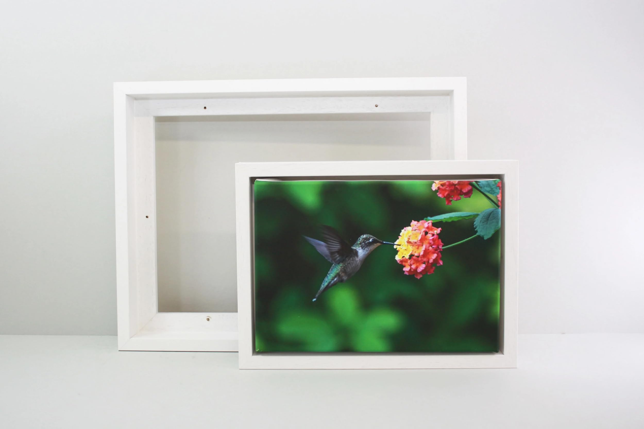 White - 40mm Deep Canvas Tray Frames. Standard Sizes. Floating Effect Frames for Canvases. 30x30cm