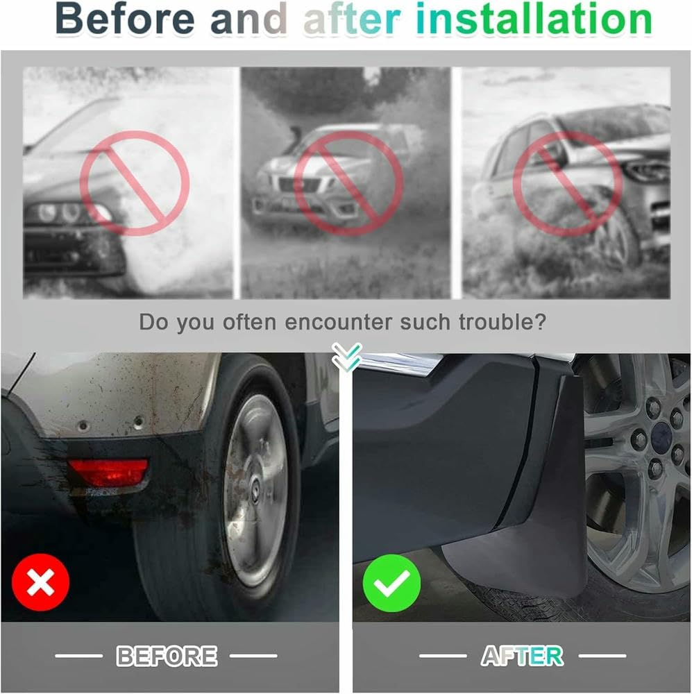 4 Pezzi paraspruzzi paraspruzzi per Jeep Gladiator JT 2019 2020 2021 2022 paraspruzzi in Gomma Anteriori e Posteriori per Auto