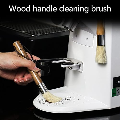Miniatura 2 de Oumefar Cepillo para molinillo de café, cepillo negro para expreso, cerdas de polvo de nogal con cordón para barista, herramienta de café para