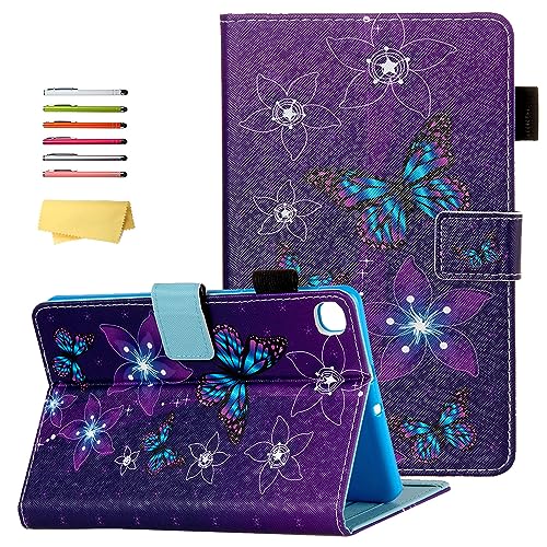 UUcovers Case for Samsung Galaxy Tab A 8.4 Inch 2020 Model (SM-T307) with Pencil Holder/Pockets/Stand/Magnetic Folio Wallet Slim PU Leather & Soft TPU Back Shockproof Cover Purple Flower Butterfly