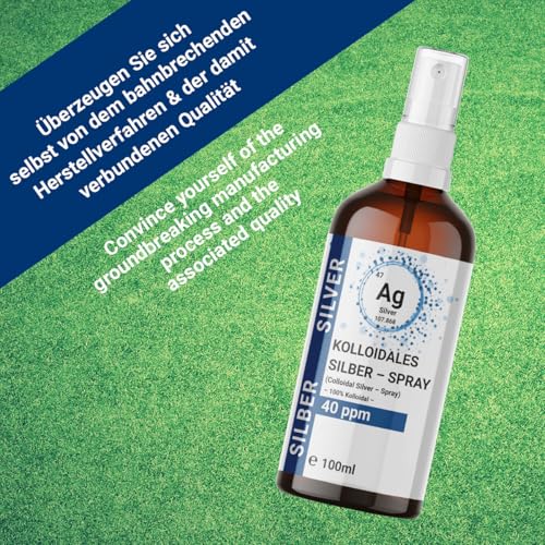 1x 100ml Kolloidales Silber Spray (40 ppm) in Braunglasflasche – Sprühflasche | Silberwasser | Reinstwasser
