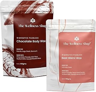 The Wellness Shop Chocolate Body + Best Bikini- Hair Removal Wax Powder Combo, 10 Minute Painless Treatment, Made with Sandal Wood, Multani Mitti | No Irritation & No Skin Rashes | Each Pack 100g-picture-46