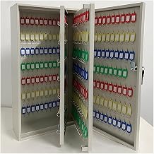 Large Capacity Steel Locking Key Cabinet with Hooks & Labels - Security Key Storage Box for Homes, Hotels, Real Estate & Businesses,Silver-400