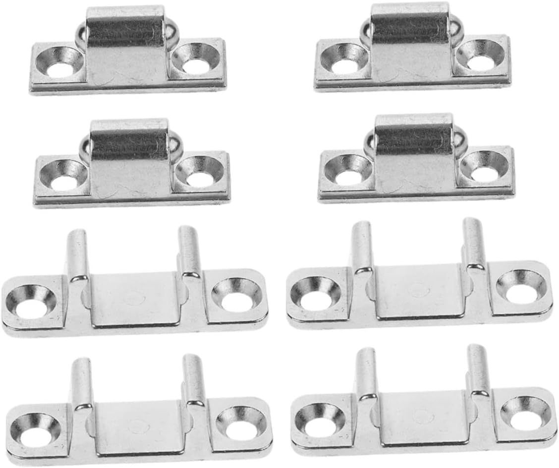4 Sets Range Hood Metal Door Latches with Screws, Universal Glass Panel Fasteners Replacement Hardware for Kitchen Ventilation Maintenance