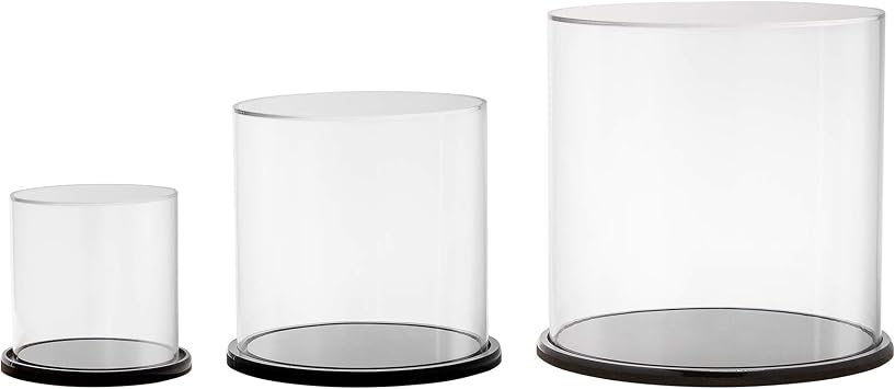 SOURCE ONE LLC Premium Clear Acrylic Round Display Cases Available in 3 Sizes with Clear or Black Bases