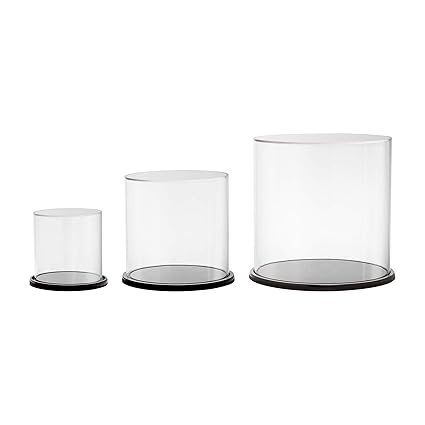 SOURCEONE.ORG Source One LLC Premium Clear Acrylic Round Display Cases Available in 3 Sizes with Clear or Black Bases (Small, Black Base)