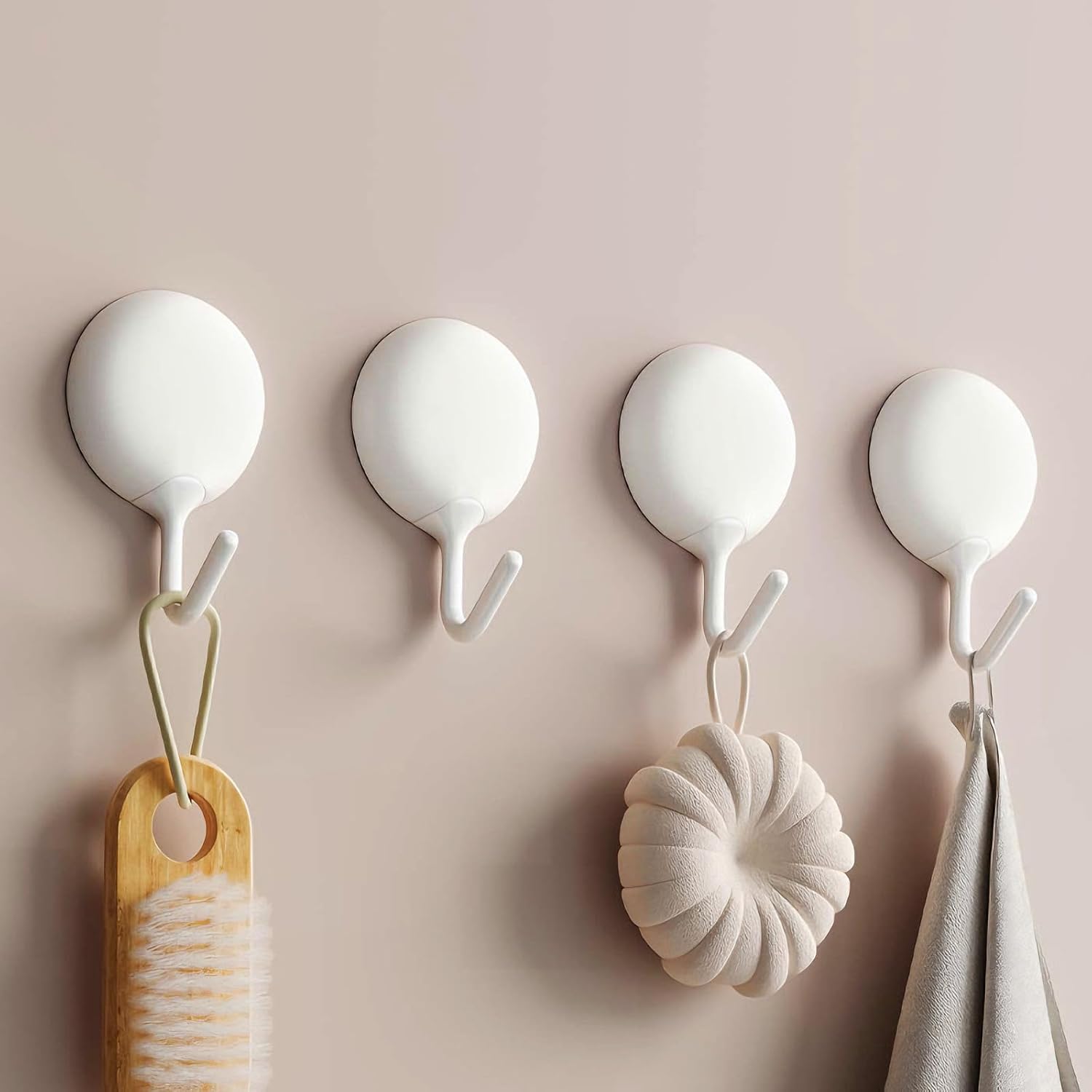 4pcs Self-Adhesive Hooks, Removable No Damage Hooks for Hanging Towels Coats Wall Hook Durable for Kitchen Bathroom Office, Home Organization Essentials, White