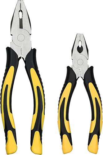 Lineman's - Alicates combinados, alicates de 6 y 8 pulgadas con cortador de alambre, acero cromado vanadio resistente, mango profesional