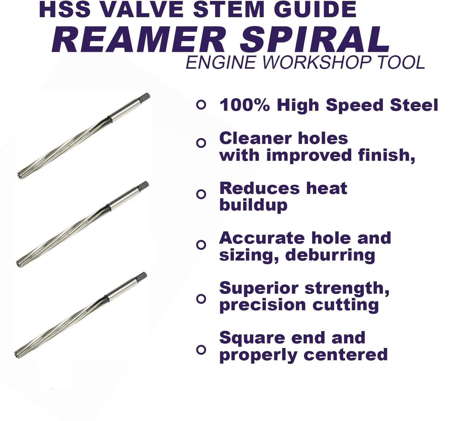 PRESIZE® HSS Valve Stem Guide Reamer Spiral Fixed | DIY | Motorcycles | ATVs | Boat | Quad | Cars | Trucks | Engine Workshop Hand Tool (Set of 7pcs 4mm to 7mm)