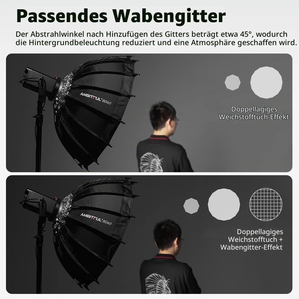 AMBITFUL 80cm /31.5'' Studio Silver Wide Angle Beauty Dish Honeycomb Grid Bowens Mount for for Photography Studio Flash Head and Monolight