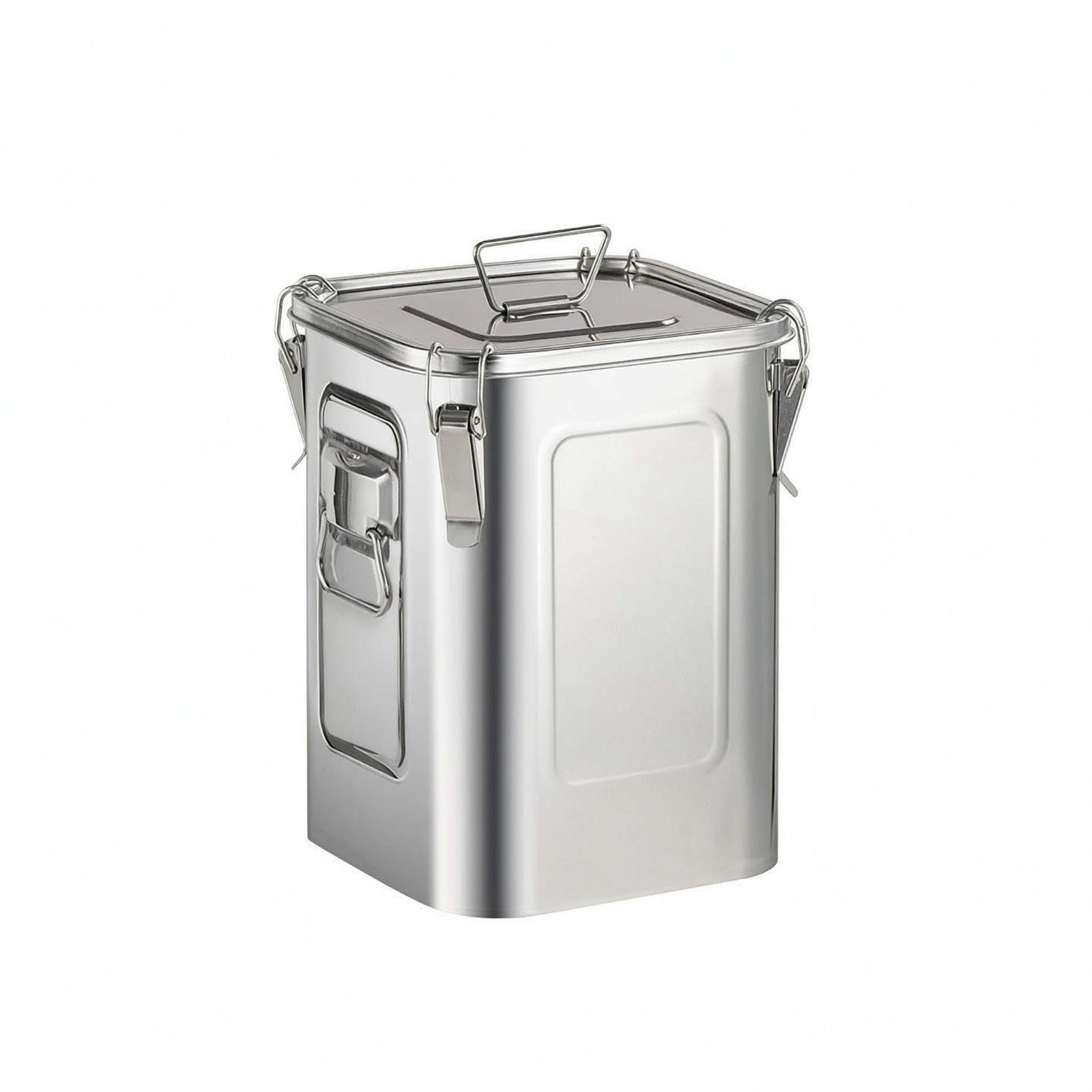 Stainless Steel Bucket Attached Lid Square Steel Bucket Flat Sides Metal Pail 18L Buckle High Square|Collectibles| Advertising| Food & Beverage| Dairy| Bottles & Containers-image-8