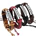 Taichell 4PCS WWJD Bracelets Pack: Leather, Adjustable, Unisex, Religion-Themed Wristbands (7IN, 4 Count)