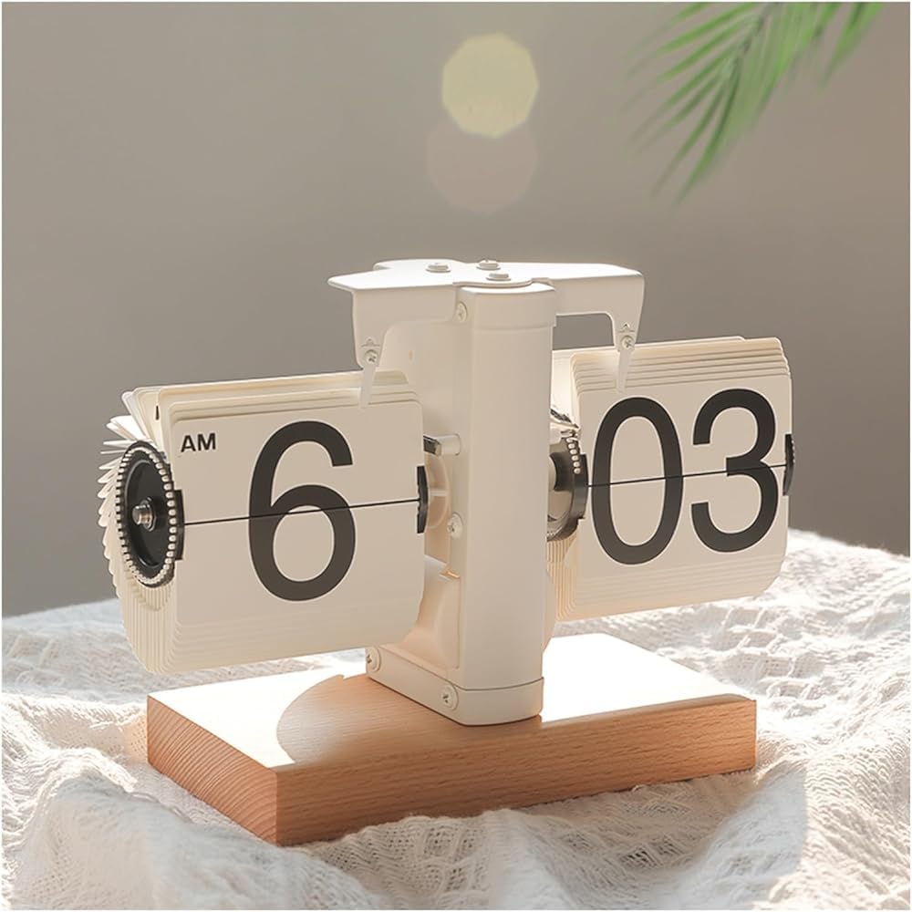 Orologio A Fogli Mobili Retrò 24 Ore In Stile Europeo Orologio Da Tavolo Design Minimalista Timer A Scatto Meccanico Base In Legno Bianco
