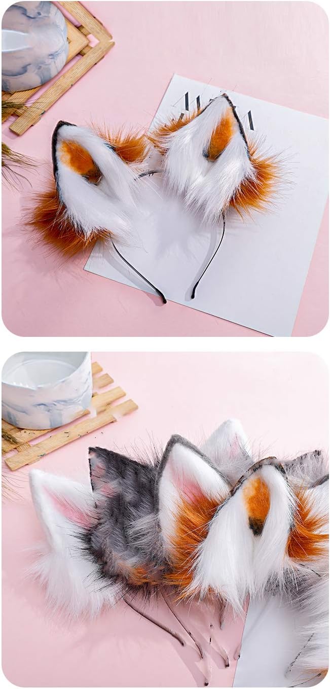 Anbiliwobo Cat Ears Headband Wolf Fox Furry Ears Costume Halloween Cosplay Cat Ears Headband - Image 4