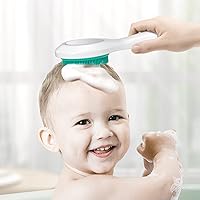 Vista 5 de Juego de cepillo y peine para el pelo del bebé, juego de cepillo y peine de silicona para bebé con espejo 3 en 1, súper suave para recién nacidos