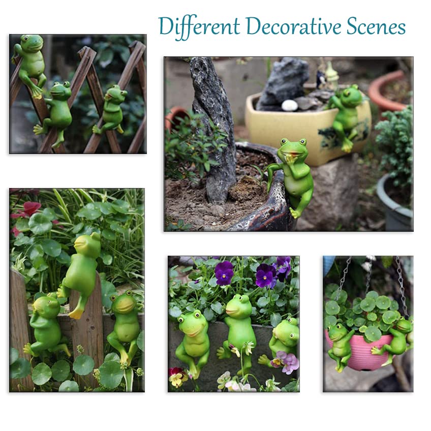 Lot De 3 Statues De Grenouille à Boire Amusantes En Résine à Suspendre Pour Pot De Fleurs, Décoration De Pot De Fleurs, Pour La Maison, Le Patio, La Pelouse, La Cour