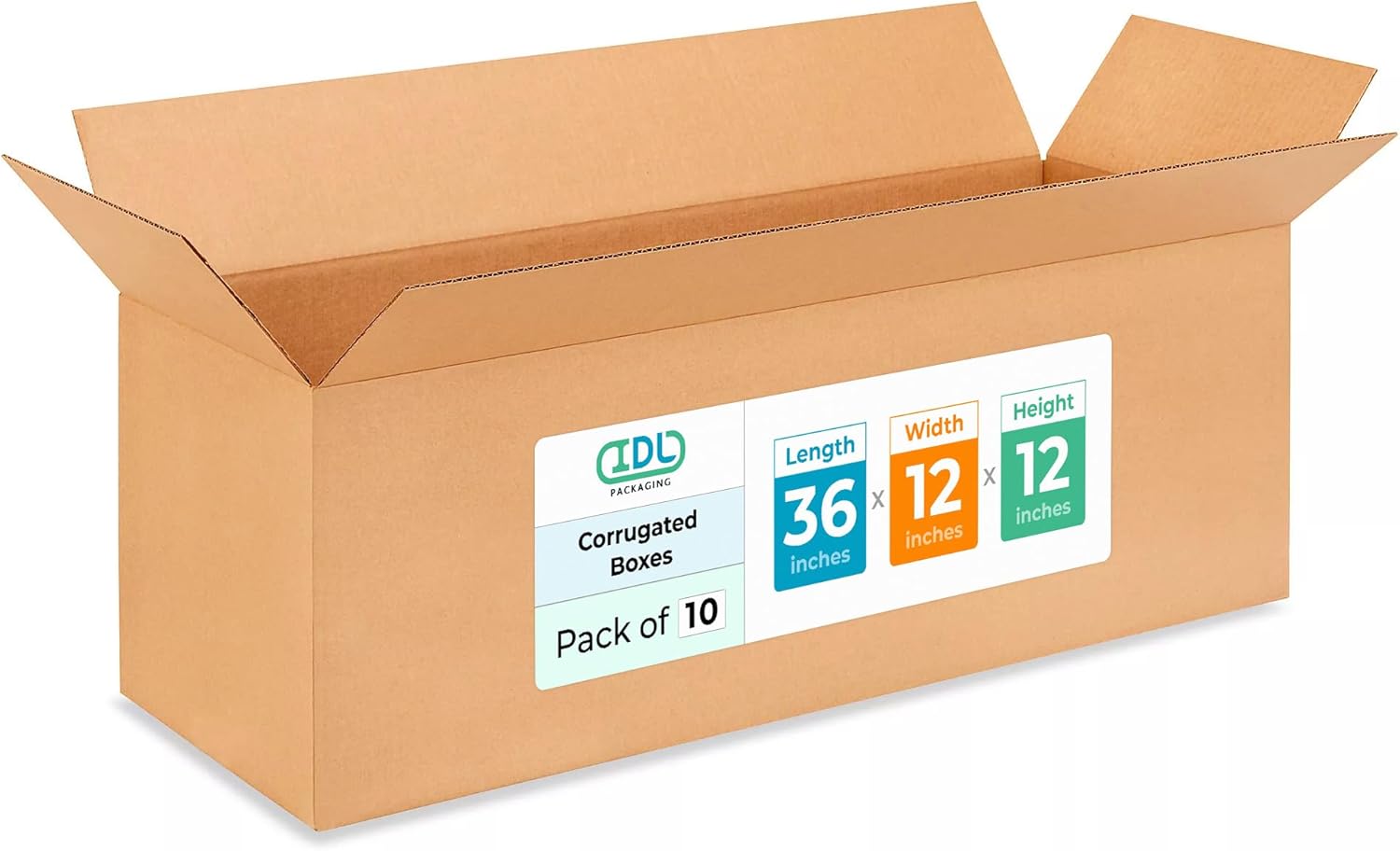 Exrta Large Shipping & Moving Boxes 36x12x12" (10-Pack) - Extra Strength 200 lb vs Regular - Corrugated Shipping Boxes for USPS/UPS - Strong Cardboard Box - Large Moving Box by IDL Packaging