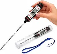 Termômetro Digital Culinário Profissional com Display LCD, Medição Precisa até 300°C para Churrasco, Carnes, Alimentos, Líquidos, Forno e Cozinha