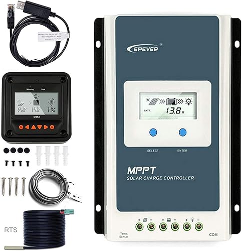EPEVER MPPT Controlador de carga solar 30A 12V 24V Auto, controlador de carga solar Max 100V Entrada negativa Regulador solar a tierra, para