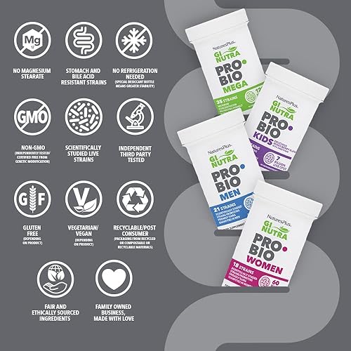 Miniatura 4 de Natures Plus GI Natural Probiotic Kids, mezcla de bayas - 30 masticables - Salud digestiva e inmunológica solo para niños - Sin gluten - 30 porciones