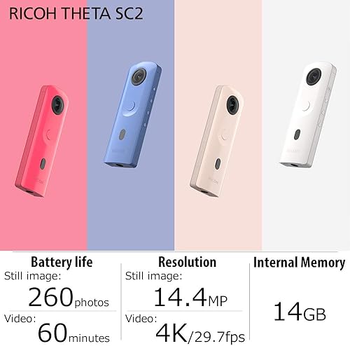 Miniatura 3 de Ricoh Theta SC2 Azul 360° Cámara 4K Video con estabilización de imagen Alta calidad de imagen Transferencia de datos de alta velocidad Hermosa vista
