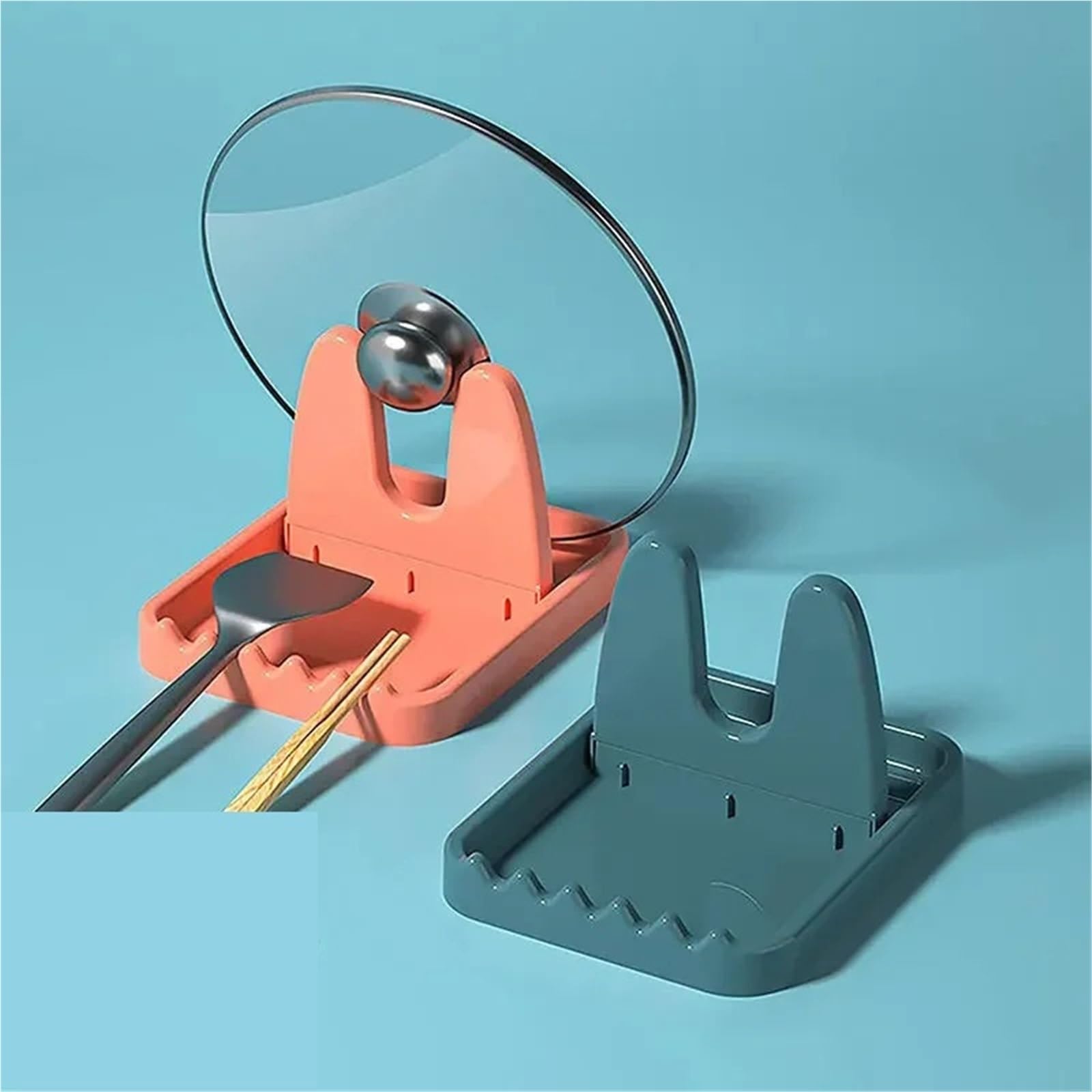 3 stücke Faltbare Topf Deckel Rack Kunststoff Löffel Halter Stehen Küche Organizer for Gabel Spachtel Pan Abdeckung Regal Geschirr lagerung für Kochlöffel, Schöpfkellen(Pink)