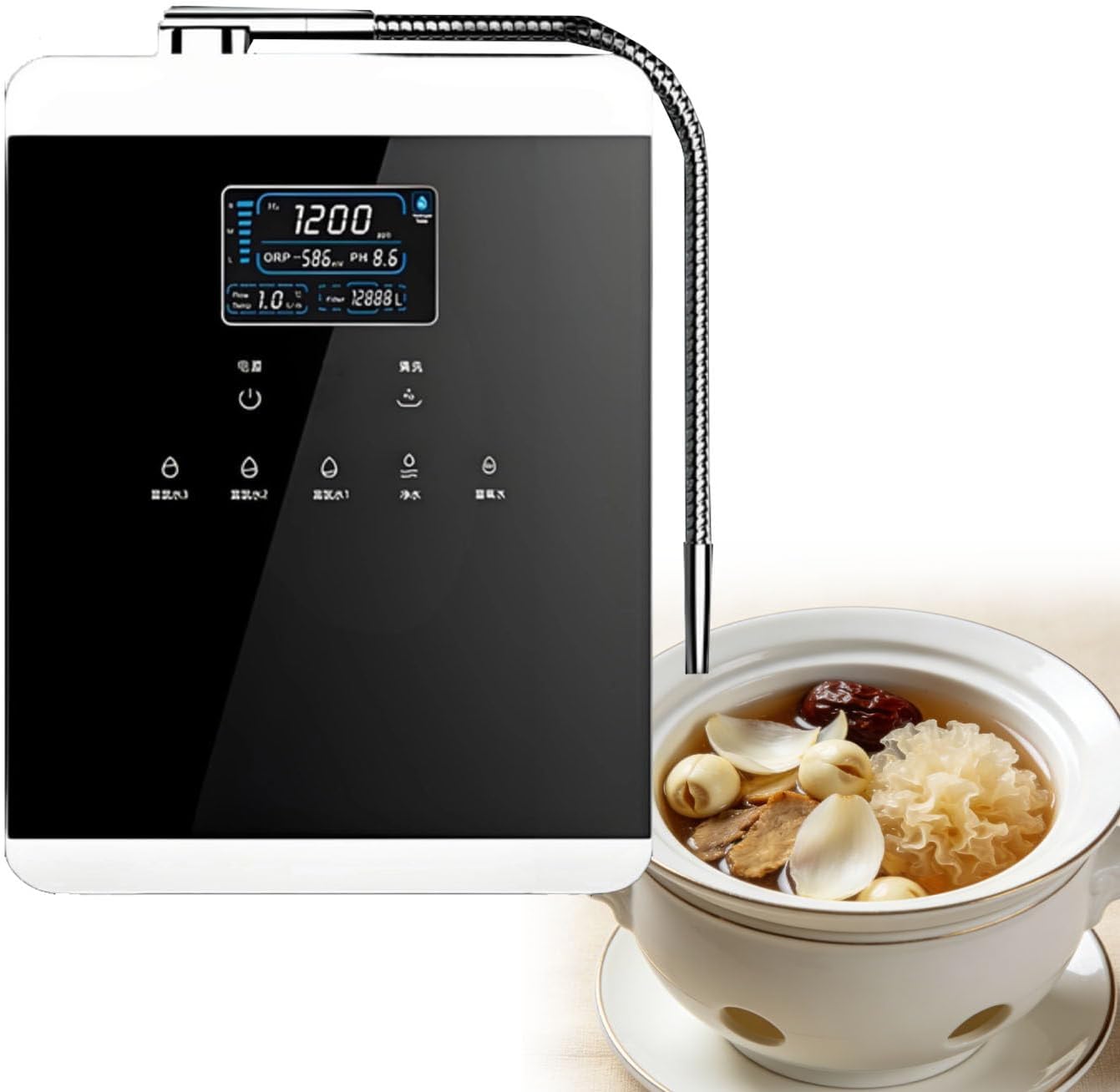 Hydrogen Rich Hydrogen Water Machine,Water Ionizer/Purifier - Auto Electrode Cleaning, Intelligent Voice, pH 3-11, 6000L Filter, 360° Hose for Home Drinking