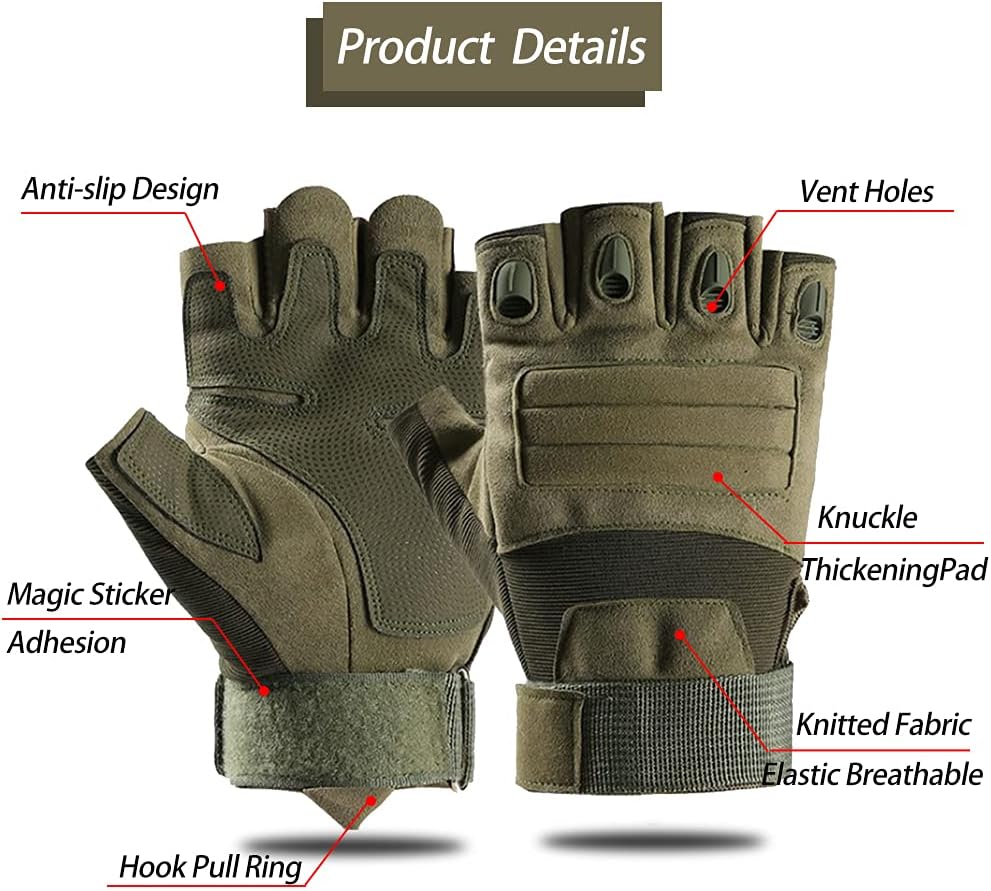 NuCamper Half Finger Tactical Gloves for Men,Touchscreen Fingerless Airsoft Gloves for Outdoors Hunting Motorcycle Cycling Work Gloves - Image 4