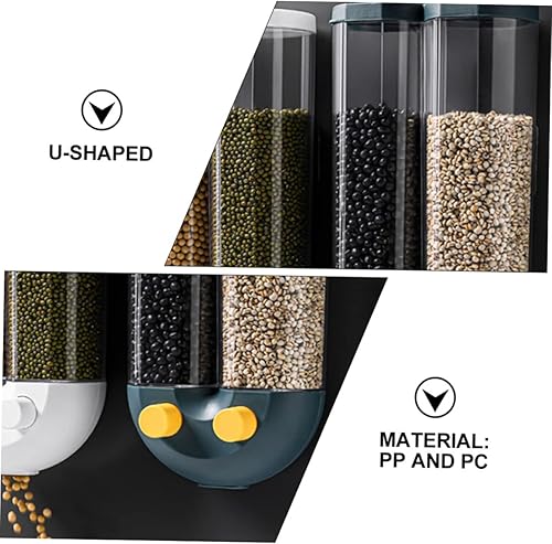 Miniatura 2 de Contenedor de grano montado en la pared para organización de cocina, control de botón para dispensación de cereales, diseño transparente para uso en