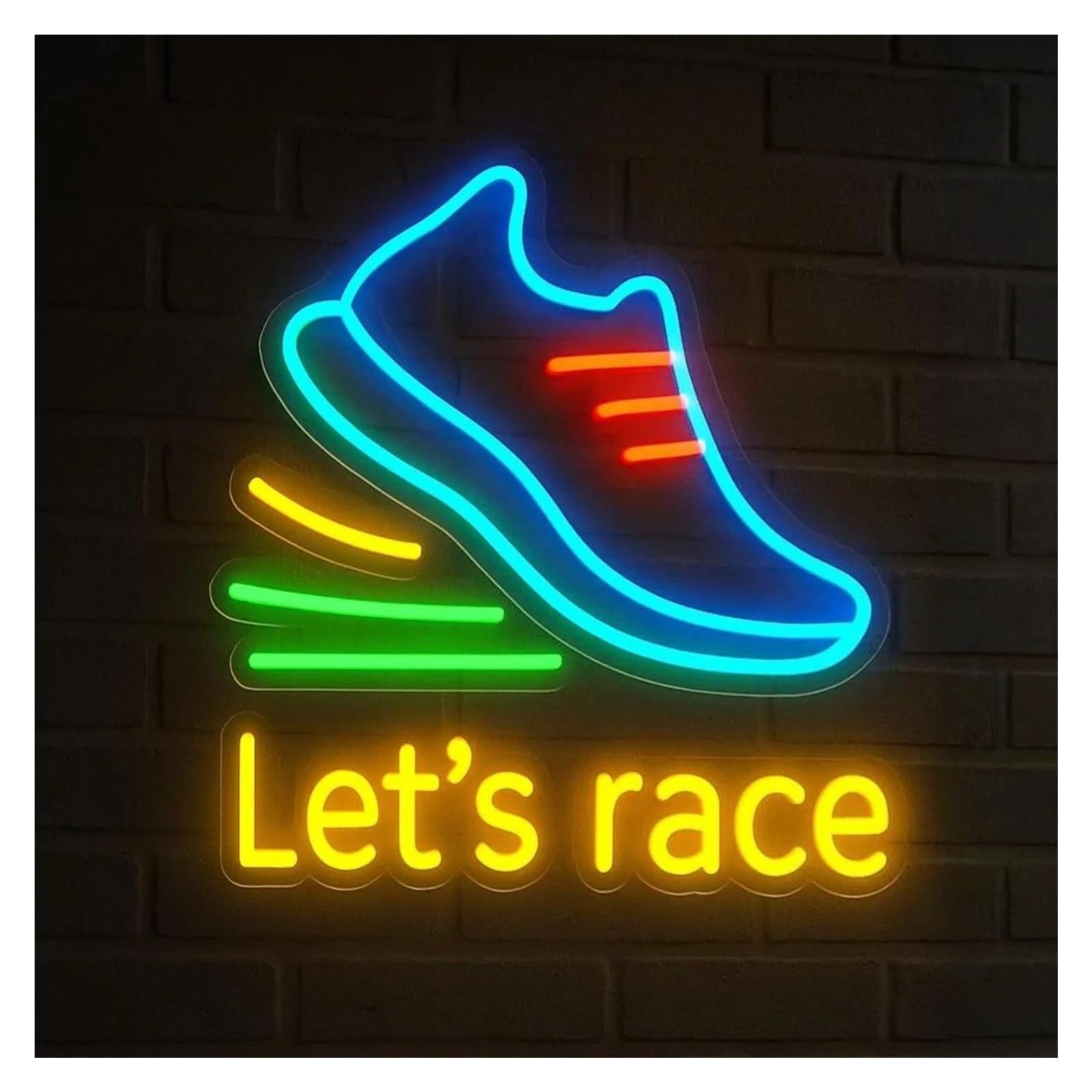 SHOUXI Sign Lamp Let's Race Neon Sign Dimmable Party,Gym,Club,Game Room Decor Atmosphere Wall Decoration 40cm