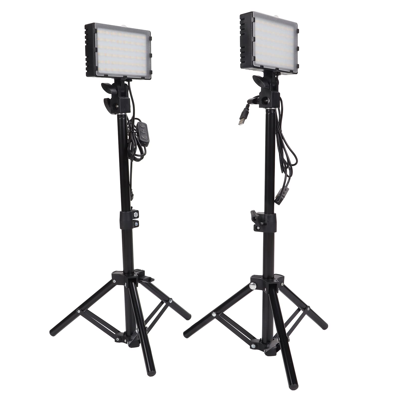 Regulowana Lampa Wideo LED USB z Mini Statywem do Transmisji Strumieniowej na żywo Vlogów, 144 szt. X 2 Koraliki, Przenośne Oświetlenie Kamery do Powiększania, Czarna