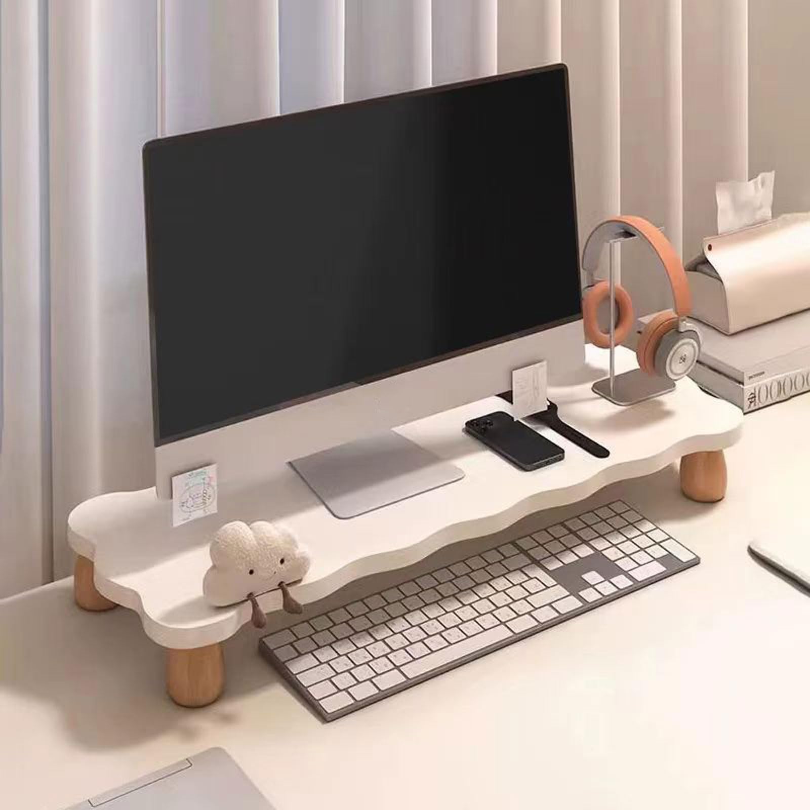 Support surélevé pour Moniteur,réhausseur d'écran,rehausseur pc Bureau,Réhausseur d'Écran en Bois,Support Bureau,Confortable,Convient aux Moniteurs PC,Ordinateurs Portables,Imprimantes