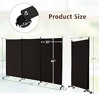 Vista 52 de GOFLAME Divisor de habitación plegable de 6 paneles, pantalla de privacidad enrollable de 6 pies con ruedas bloqueables, pantalla de partición