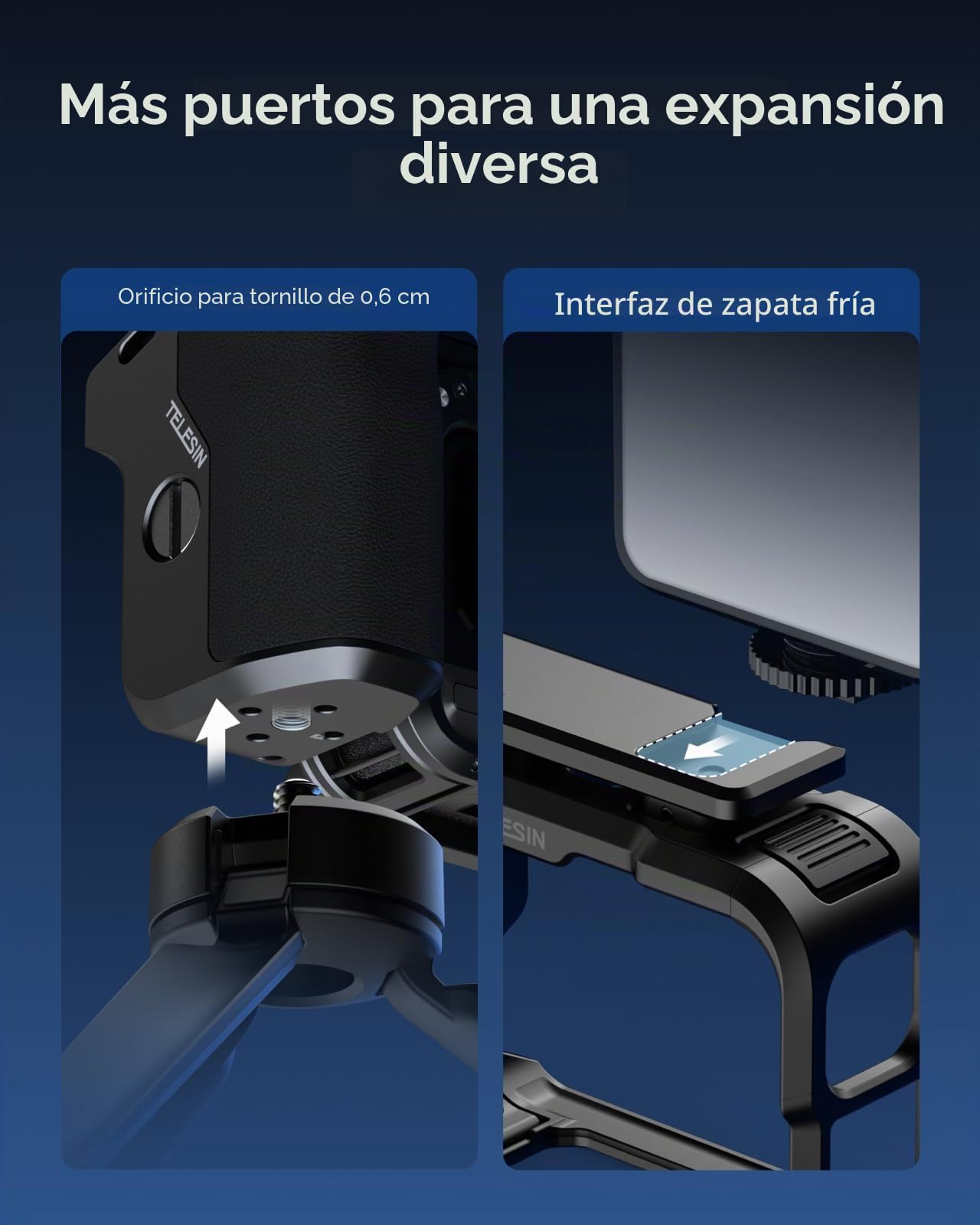 TELESIN Street Grip Kit para Insta360 Ace Pro/Ace Pro 2 – Cage Metálico Rabbit, Empuñadura Basculante, Aleación de Aluminio, Ranura TF, Liberación Rápida, Accesorios Vlog y Cámara Action