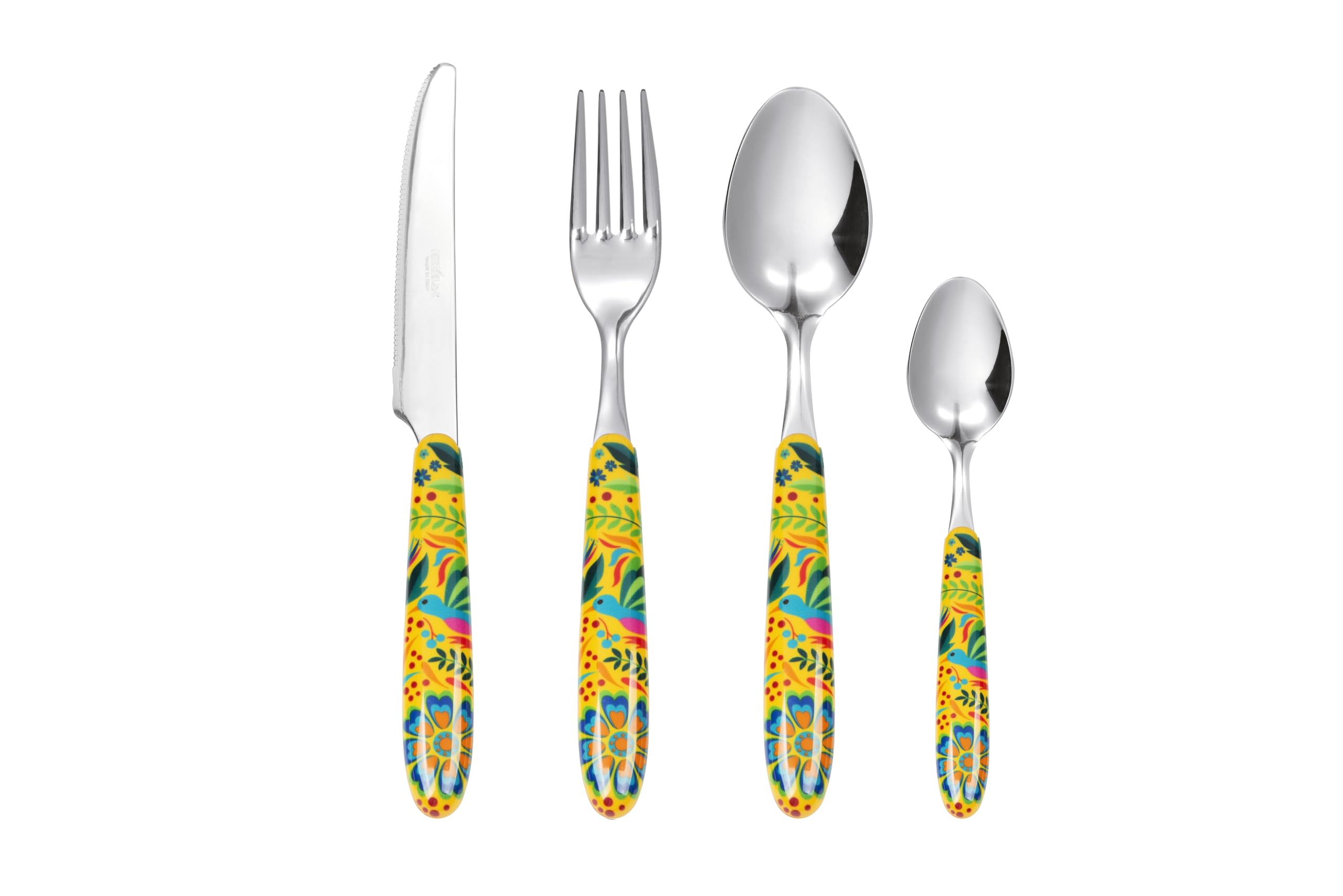 Excelsa Mexican Flower Besteckset 24-teilig, Edelstahl, Griff aus Kunststoff