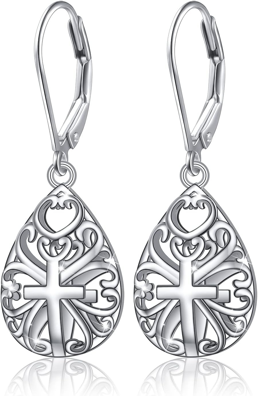 925 Sterling Silver Good Luck Filigree Irish Celtic Knot Dangle Drop Stud Love Heart Ball Leverback Earrings Birthday Jewelry for Women