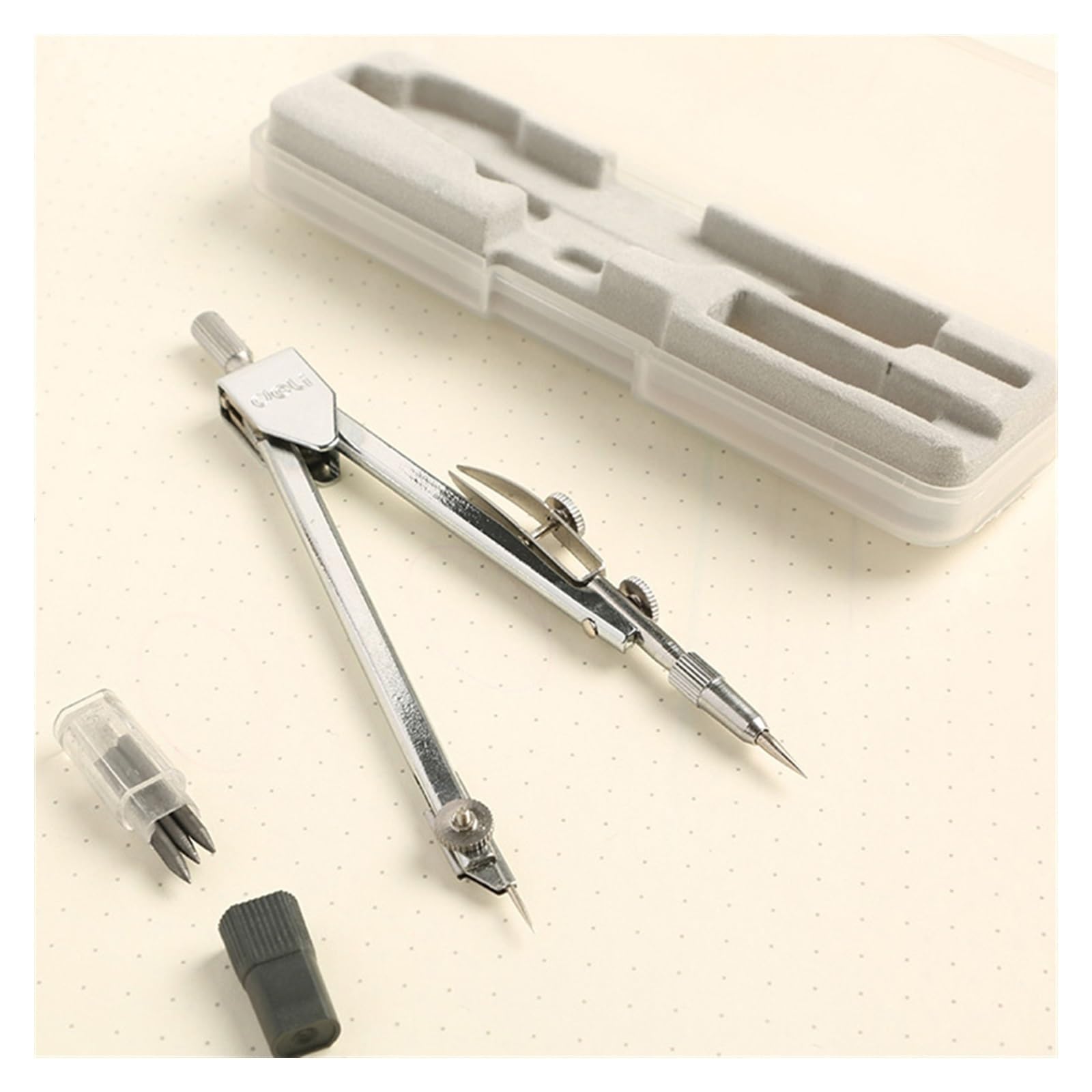 Waldor Silver Geometry Set Stainless Steel Drawing Compass Math Geometry Tools For Circles School Supplies For Student Stationery Compass Set