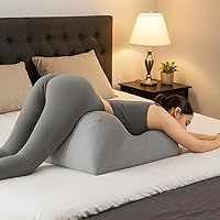 Vista 2 de Almohada de 27 grados para parejas, almohada de apoyo de posición profunda para parejas, diseño de perfil bajo, almohada de cuña de espuma Gris