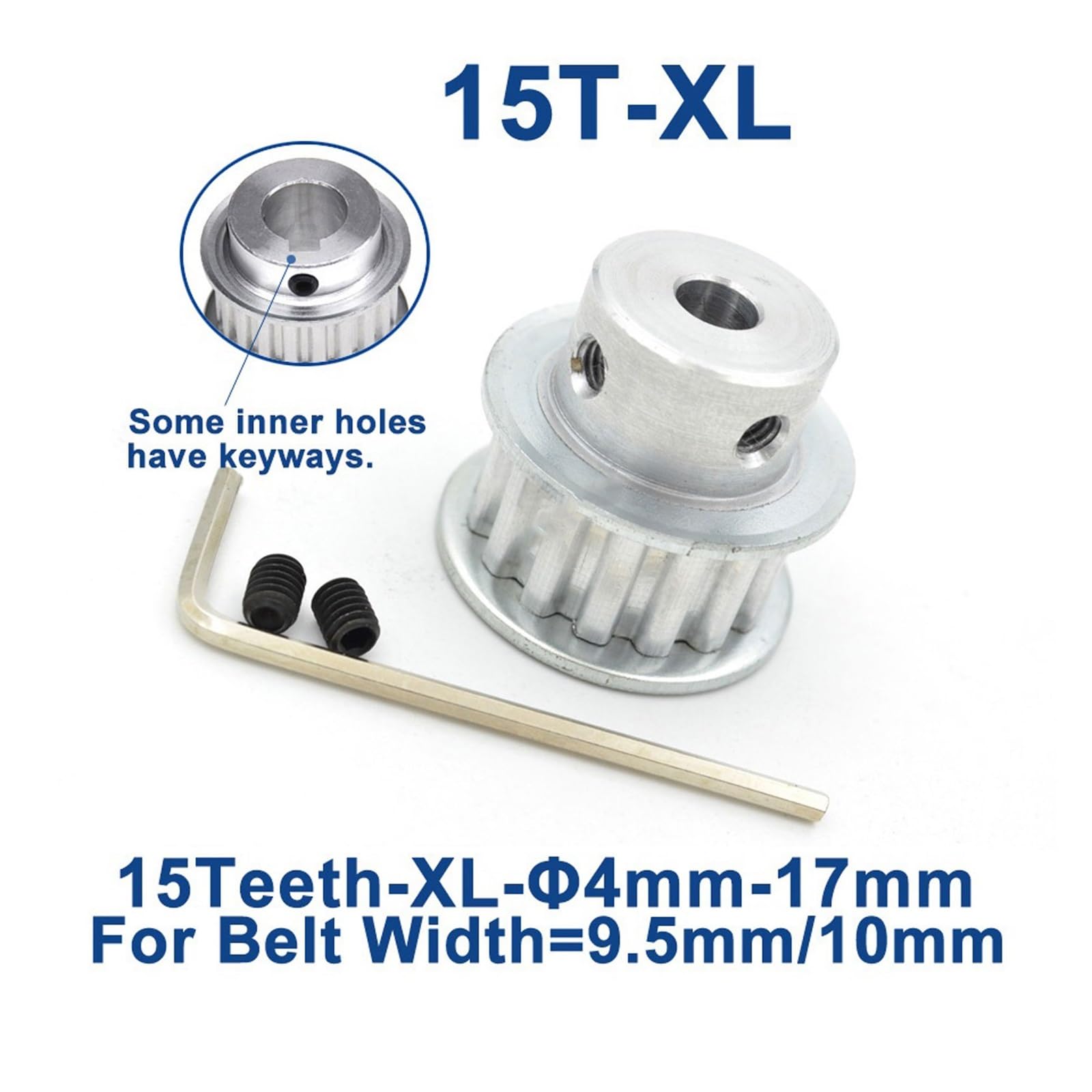 XL 15T Puleggia Alesaggio 8/10/12/14/15/16/17mm Puleggia In Alluminio Denti Larghezza 16mm for 25mm XL Cinghia Dentata(For Belt Width 9mm,Bore 6.35mm)
