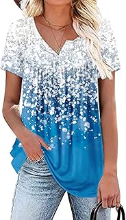 Sponsored Ad - Rainoop Womens Summer Plus Size Tops Blouses Short Sleeve Shirts Lace Pleated Tunic Tops M-4XL