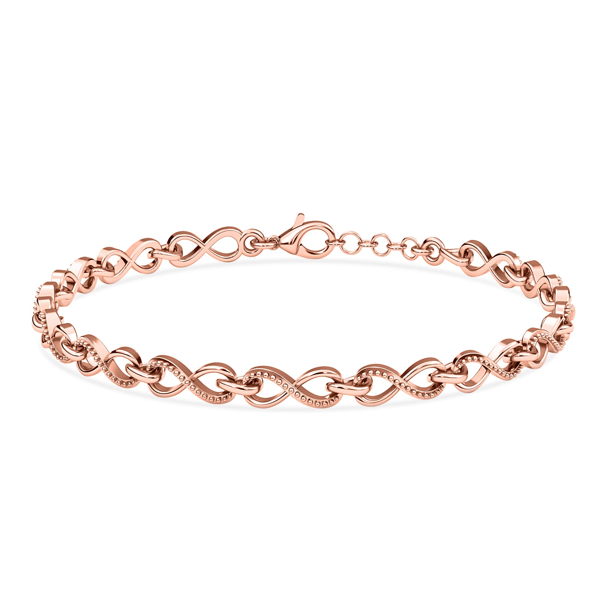 TJC Infinity Bracelet for Women - 925 Sterling Silver Link Bracelets w/Extender - Perfect Birthday, Christmas, Anniversary or Valentine's Gift for your Mum, Wife, Sister, Girlfriend, Nan or Grandma