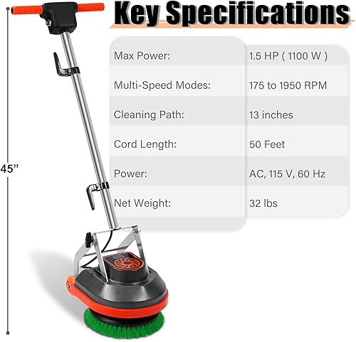 Miniatura 2 de Máquina depuradora de pisos comercial, limpiador de pisos orbital resistente, máquina pulidora de piso multifuncional, limpieza profunda de azulejos