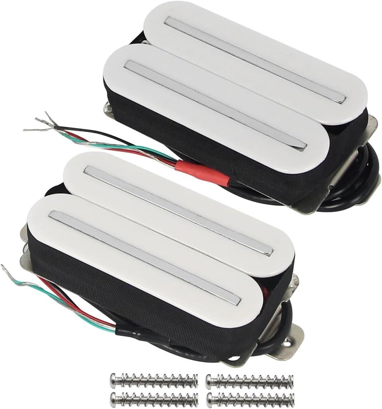 Acoustic Guitar Pickups Neck/bridge Pickup Set Dual Track Ceramic Bk Or White(White)