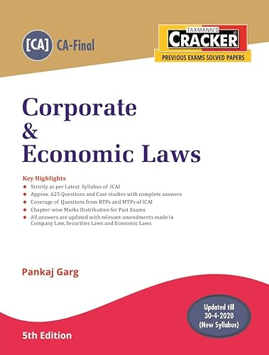 Taxmann's CRACKER-Corporate &amp; Economic Laws (CA-Final-New Syllabus)(5th Edition 2020-Updated till 30-04-2020) [Paperback] Pankaj Garg