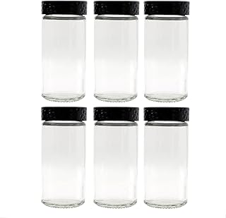 6pcs Black Spice Jars, 3 oz Glass Seasoning Bottles, Spices Container, Empty Spice Jars,Round Spice Bottles with Airtight Plastic Caps with Shaker Lids