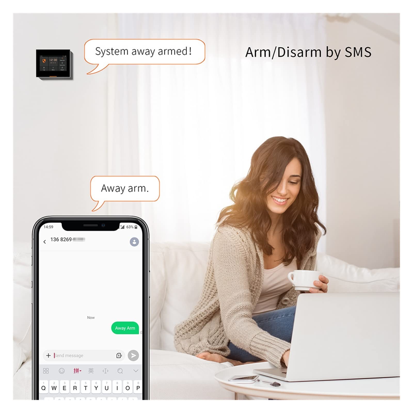 Sistema di Allarme di Sicurezza Domestica, di Allarme Sicurezza Domestica Wireless 4G 433 MHz Smart antifurto con Sirena Solare Tuya(Ost-10-H501-4G-H)