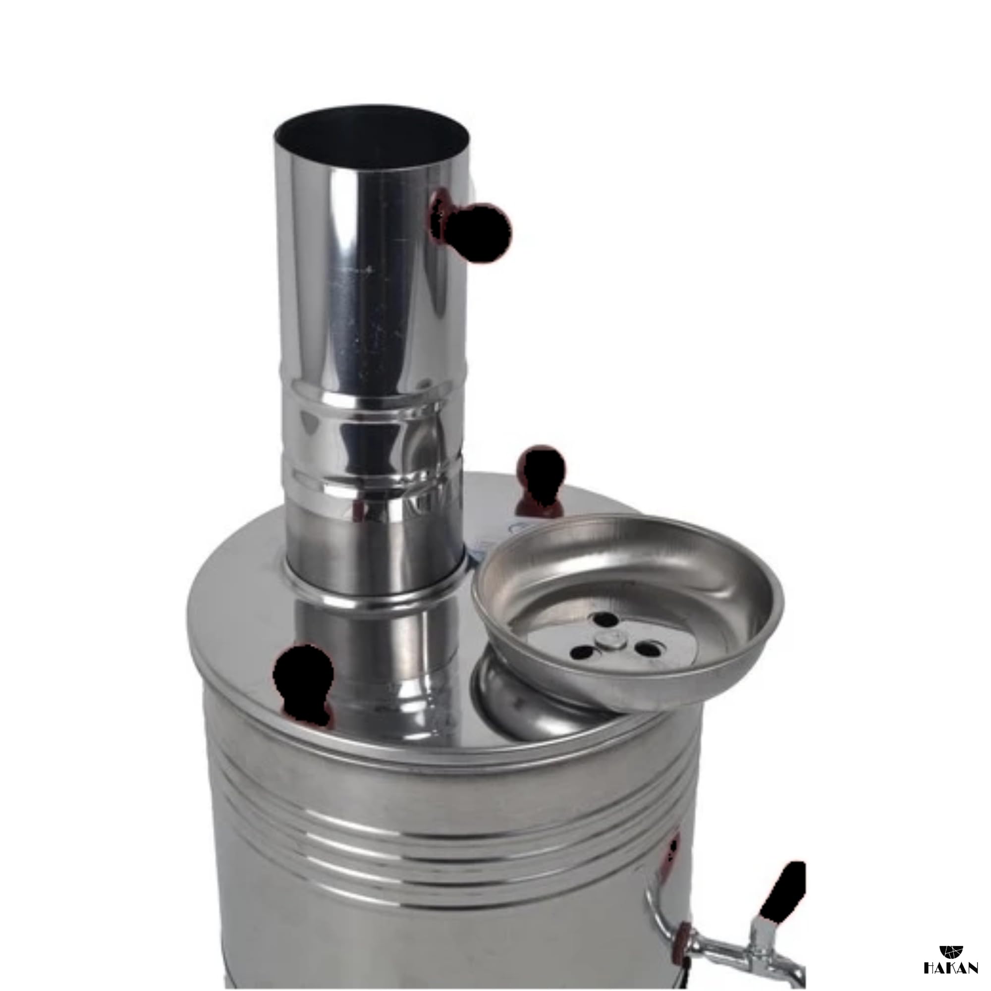 Samovar Bouilloire à thé turque portable camping pour bouilloire à eau et théière au charbon de samovar, pique-nique, chasse, activités de plein air avec poignées noires | 3,8 l
