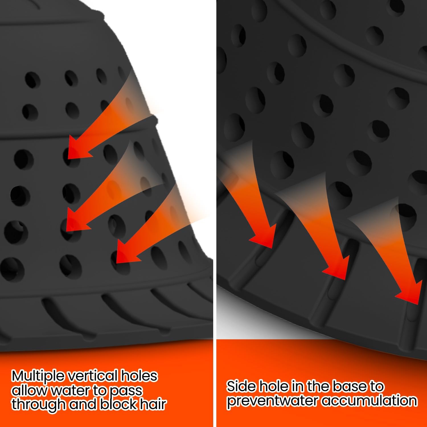 Shower Drain Hair Catcher - Bathtub Drain Cover Foldable Silicone,Shower Drain Protector for Pop-Up and Regular Drains of Shower,Tub, Bathroom, Sink, Silver-Black - Image 4